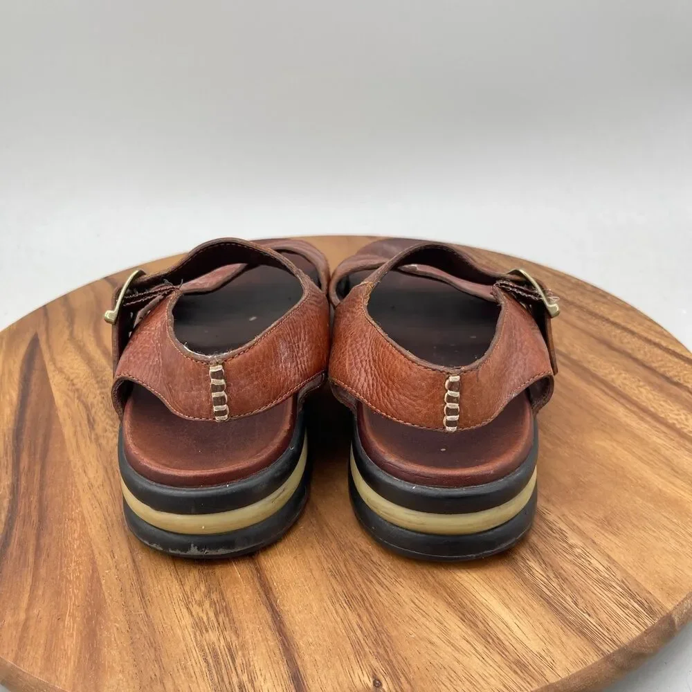 Cole Haan Brown Leather Fisherman Sandals Mens Size 10 M Classic Buckle Outdoors